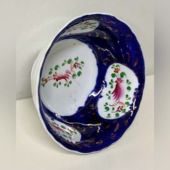 19th Century Vintage Gaudy Welsh Feather Pattern Lusterware Waste Slop Bowl - Picture 3 of 15